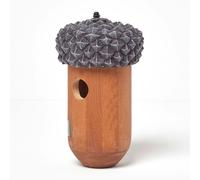 HOMESCAPES Acorn Shaped Bird House Solid Wood Nesting Box H 25 x W 14 cm Garden Bird Box for Fence or Trees Crafted from Treated Pinewood Ready Assembled