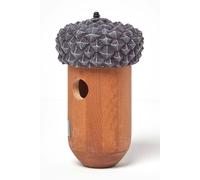HOMESCAPES Acorn Shaped Bird House Solid Wood Nesting Box H 25 x W 14 cm Garden Bird Box for Fence or Trees Crafted from Treated Pinewood Ready Assembled