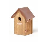 HOMESCAPES Solid Wood Bird House Wren Nesting Box H 20 cm x W 14 cm Garden Bird Box for Fence or Trees Crafted from Treated Pinewood Ready Assembled with Copper Roof