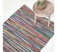 Homescapes Recycled Cotton Chindi Rug 70X120 Cm, Handwoven Multicoloured Rag Rug For Bedroom, Living Room, Kitchen