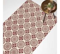 HOMESCAPES Red 100% Cotton Rug 120 x 170 cm Living Room Area Rug ‘Cassia’ with Decorative Printed Geometric Pattern & Tassels