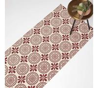 HOMESCAPES Red 100% Cotton Rug Carpet Runner for Hallway 66 x 200 cm ‘Cassia’ Decorative Printed Geometric Rug with Tassels