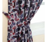 Homescapes Red And Blue Abstract Jacquard Curtain Tie Back Pair