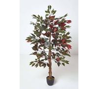 Homescapes Red And Green Artificial Capensia Tree With Real Wood Trunk, 4 Ft Red One Size