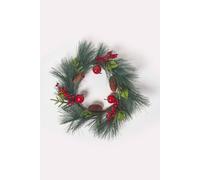 Homescapes Red Apple And Berries Christmas Wreath In Green Green One Size
