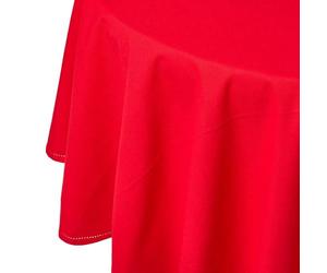 HOMESCAPES Red Cotton Round Tablecloth 6 to 8 seater Large Circular 178 cm (70 Inches) Washable Hand Woven 100% Plain Cotton with Decorative Ladder Stitch Edge