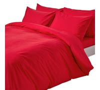 HOMESCAPES Crisp & Cool 200 TC Egyptian Cotton Percale Duvet Cover Set - King - Red