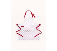 HOMESCAPES - Pure Cotton Unisex Apron with Pocket - Hearts - Red Pink - 80 x 85 cm - Fully Coordinated Washable Kitchen Linen
