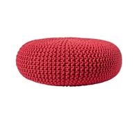 Homescapes Red Large Round Cotton Knitted Pouffe Footstool