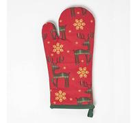 Homescapes Red Reindeer Christmas Oven Glove