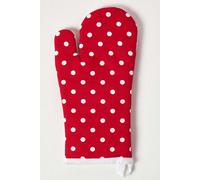 HOMESCAPES - Pure Cotton Oven Glove - Polka Dot - Red Dot- 18 x 32 cm - Fully Coordinated Washable Kitchen Linen