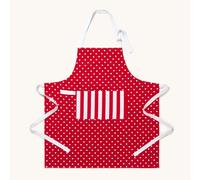 HOMESCAPES - Pure Cotton Unisex Apron with Pocket - Polka Dot - Red White - 80 x 85 cm - Fully Coordinated Washable Kitchen Linen