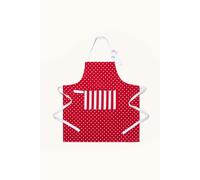 HOMESCAPES - Pure Cotton Unisex Apron with Pocket - Polka Dot - Red White - 80 x 85 cm - Fully Coordinated Washable Kitchen Linen