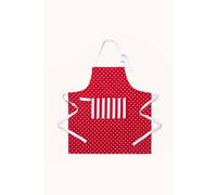 HOMESCAPES - Pure Cotton Unisex Apron with Pocket - Polka Dot - Red White - 80 x 85 cm - Fully Coordinated Washable Kitchen Linen