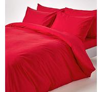 HOMESCAPES Red Pure Egyptian Cotton Duvet Cover Set Double 200 TC 400 Thread Count Equivalent 2 Pillowcases Included Quilt Cover Bedding Set