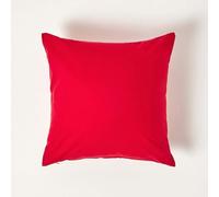 HOMESCAPES Red Pure Egyptian Cotton Euro Size Pillowcase 40 x 40 cm 200 TC 400 Thread Count Percale Equivalent Pillow Case with Zip Pack of 4