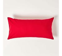 HOMESCAPES Red Pure Egyptian Cotton Euro Size Pillowcase 40 x 80 cm 200 TC 400 Thread Count Percale Equivalent Pillow Case with Zip Pack of 2