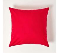 HOMESCAPES Red Pure Egyptian Cotton Euro Size Pillowcase 60 x 60 cm 200 TC 400 Thread Count Percale Equivalent Large Square Pillow Case with Zip Pack of 2