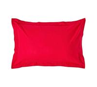 HOMESCAPES Red Pure Egyptian Cotton Oxford Pillowcase Standard Size 200 TC 400 Thread Count Percale Equivalent Pillow Case Pack of 2