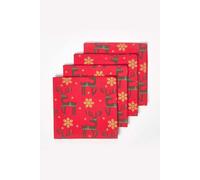 Homescapes Red Reindeer Christmas Napkins, Set of 4