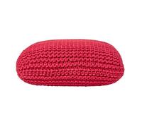 Homescapes Red Square Cotton Knitted Pouffe Floor Cushion
