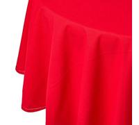 HOMESCAPES Red Table Cloth, Plain Cotton Round Tablecloth, Handcrafted & Durable Dining Table Cover with Hem Stitch, Hypoallergenic, Washable, 178cm