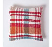 Homescapes Tartan 100% Cotton Falun Cushion Cover in Red | Size: 45 cm x 45 cm Homescapes Red 45 cm x 45 cm