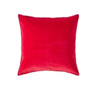 HOMESCAPES Red Velvet Cushion Cover Super Soft Cotton Velvet Luxury Square Scatter Cushion Plain Accent Throw Pillow for Sofa and Bed Decoration with Hidden Zipper, 40 x 40cm