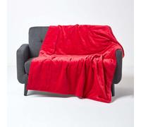 Homescapes Red Velvet Quilted Throw, 150 X 200 Cm