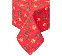 Homescapes Reindeer Cotton Christmas Round Tablecloth, 178 Cm In Red Red