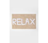 HOMESCAPES Relax 100% Cotton Bath Mat White and Beige Super Absorbent and Soft Non-Slip 50 x 80 cm Large and Thick Bathmat