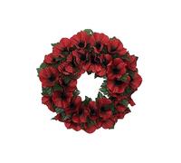 HOMESCAPES Artificial Poppy Wreath Red Poppies Remembrance Wreath with Faux Foliage, 35 cm Wide