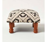 Homescapes Reva Black Geometric Footstool, 40 X 40 X 25 Cm