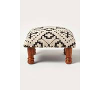 Homescapes Reva Black Geometric Footstool, 40 X 40 X 25 Cm Black