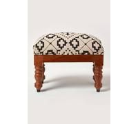 Homescapes Reva Black Geometric Footstool, 50 X 30 X 40 Cm Black
