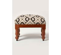 Reva Black Geometric Footstool, 50 x 30 x 40 cm Homescapes Black One Size