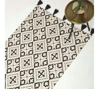 Homescapes Reva Black & White Cotton Geometric Rug | Size: 120 cm x 170 cm Homescapes Black 120 cm x 170 cm
