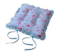 HOMESCAPES Reversible Frilled Tie-on Seat Pad 40 x 40cm Birds & Flowers Design Chair Pad Cushion with Ties and Ruffles