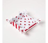 Red Hearts Reversible Bread Basket Homescapes Red One Size