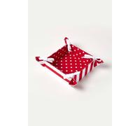 Homescapes Reversible Fabric Bread Basket Polka Dots Red Foldable Basket Red One Size