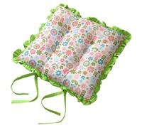 Homescapes Reversible Green Frilled Cushion Seat Pad with Ties Retro Flower