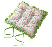 Homescapes Reversible Green Frilled Cushion Seat Pad with Ties Retro Flower | Size: 40 cm x 40 cm Homescapes Green 40 cm x 40 cm