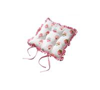 Homescapes Reversible Pink Frilled Cushion Seat Pad With Ties Cup Cakes Pink 40cm x 40cm