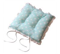 Homescapes Reversible White Frilled Cushion Seat Pad With Ties Blue Stars