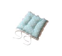 Homescapes Reversible White Frilled Cushion Seat Pad With Ties Blue Stars White 40cm x 40cm