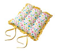 Homescapes Reversible Yellow Frilled Cushion Seat Pad With Ties Polka Dots Multi