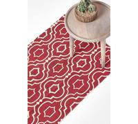 Homescapes Riga 100% Cotton Printed Patterned Hall Runner, 66 X 200 Cm In Red Red