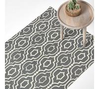 HOMESCAPES Riga 100% Cotton Printed Patterned Rug - Grey - 120 x 170 cm