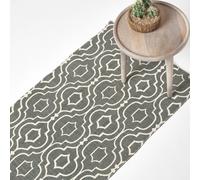 HOMESCAPES Riga 100% Cotton Printed Patterned Rug - Grey - 66 x 200 cm