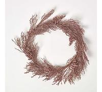 HOMESCAPES Rose Gold Christmas Wreath 59 cm Modern Sparkling Artificial Wreath with Glitter Decoration
